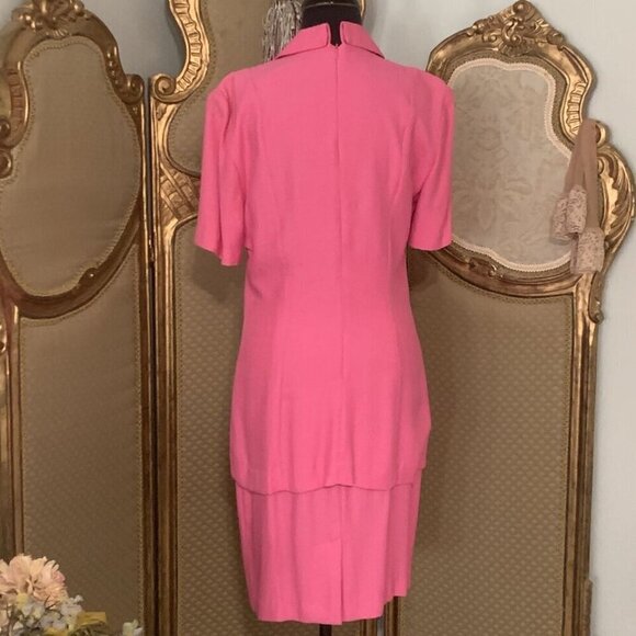 Dani Max. Sz M-L. Pink Faux Two Piece Layered Short Sleeve Vintage Dress. WTC. - Picture 2 of 6